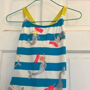 NWT Mini Boden Blue & White Striped Mermaid One-Piece in size 9-10